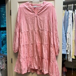 Crown & Ivy long sleeve short dress with metallic thread detail